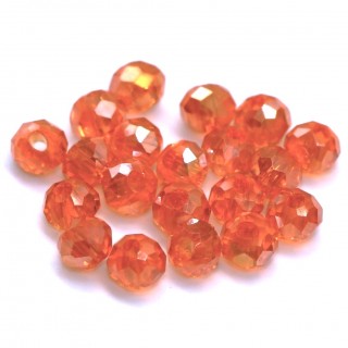 Бусины рондели 4*3мм, оранжевый прозрачный с покрытием АВ.